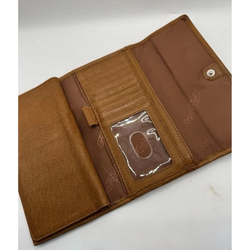 Fossil‎ Brown Leather Checkbook Wallet Bifold Organizer Womens